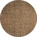 Round Machine Washable Oriental Brown Industrial Rug, wshurb2555brn