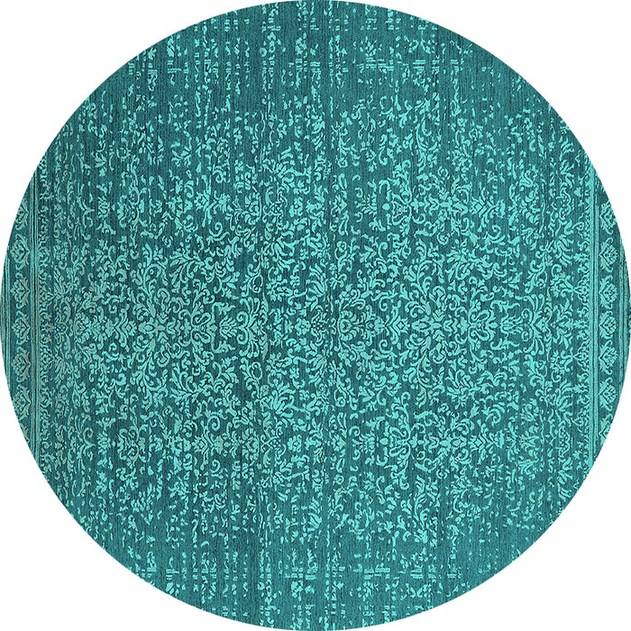 Round Oriental Turquoise Industrial Rug, urb2555turq