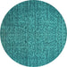 Round Oriental Turquoise Industrial Rug, urb2555turq