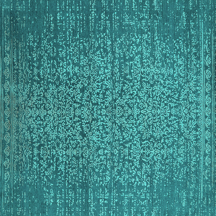Square Oriental Turquoise Industrial Rug, urb2555turq