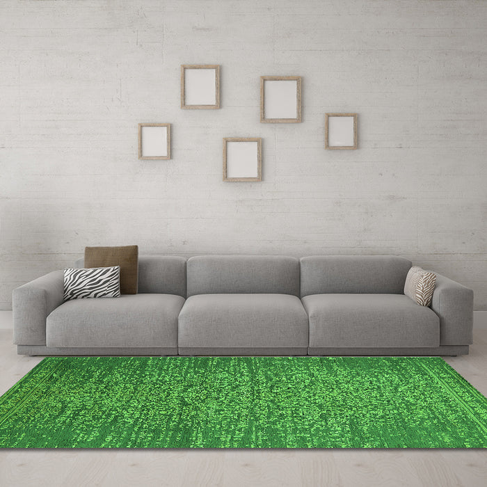 Machine Washable Oriental Green Industrial Area Rugs in a Living Room,, wshurb2555grn