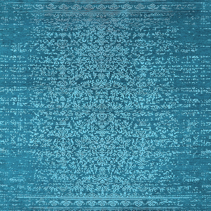 Square Machine Washable Oriental Light Blue Industrial Rug, wshurb2555lblu