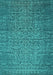 Machine Washable Oriental Turquoise Industrial Area Rugs, wshurb2555turq