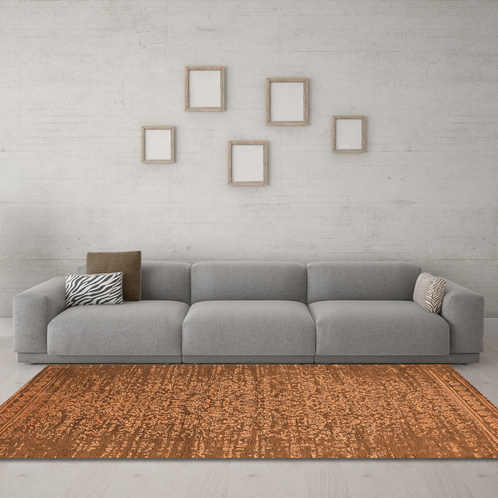 Machine Washable Oriental Orange Industrial Area Rugs in a Living Room, wshurb2555org