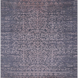 Square Mid-Century Modern Purple Navy Blue Oriental Rug, urb2555