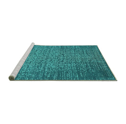 Sideview of Machine Washable Oriental Turquoise Industrial Area Rugs, wshurb2555turq