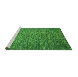 Sideview of Machine Washable Oriental Green Industrial Area Rugs, wshurb2555grn