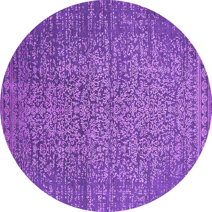 Round Machine Washable Oriental Purple Industrial Area Rugs, wshurb2555pur