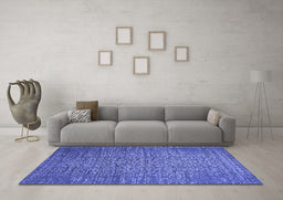 Machine Washable Oriental Blue Industrial Rug in a Living Room, wshurb2555blu