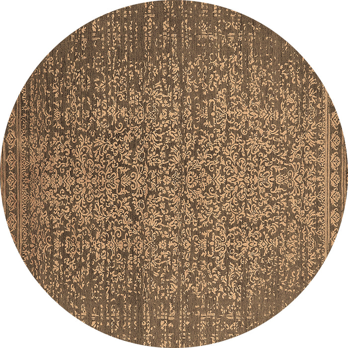 Round Oriental Brown Industrial Rug, urb2555brn