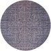 Round Machine Washable Industrial Modern Purple Navy Blue Rug, wshurb2555