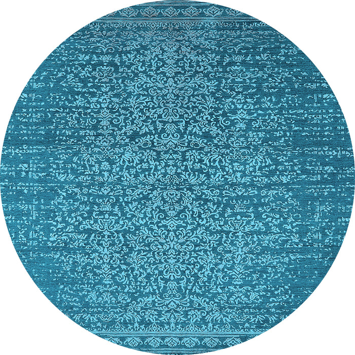 Round Oriental Light Blue Industrial Rug, urb2555lblu