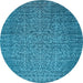 Round Oriental Light Blue Industrial Rug, urb2555lblu