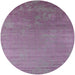 Round Machine Washable Industrial Modern Pink Plum Purple Rug, wshurb2556