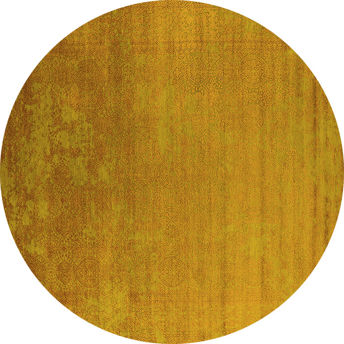 Round Oriental Yellow Industrial Rug, urb2556yw