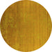 Round Oriental Yellow Industrial Rug, urb2556yw