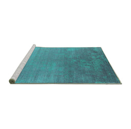 Sideview of Machine Washable Oriental Turquoise Industrial Area Rugs, wshurb2556turq