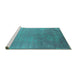 Sideview of Machine Washable Oriental Turquoise Industrial Area Rugs, wshurb2556turq