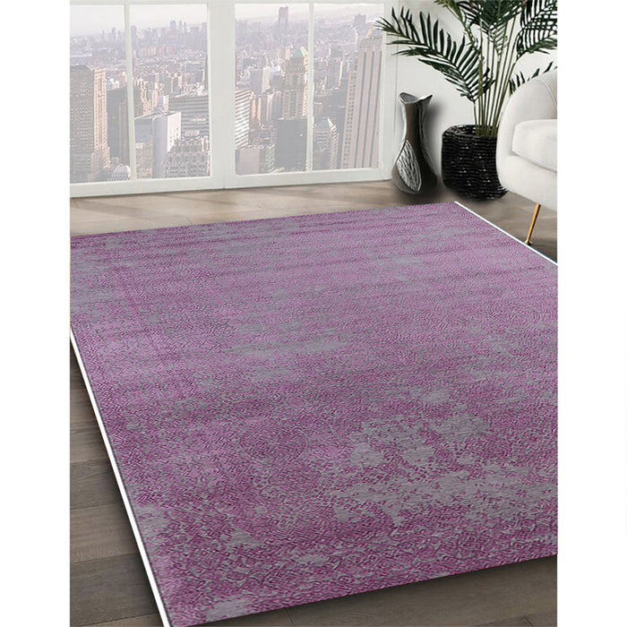 Mid-Century Modern Pink Plum Purple Oriental Rug in Family Room, urb2556