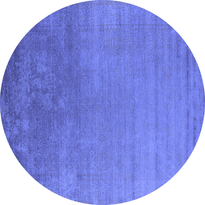 Round Oriental Blue Industrial Rug, urb2556blu
