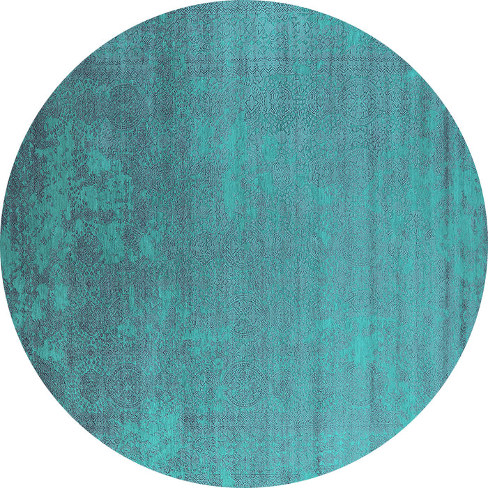 Round Oriental Turquoise Industrial Rug, urb2556turq