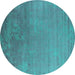 Round Oriental Turquoise Industrial Rug, urb2556turq