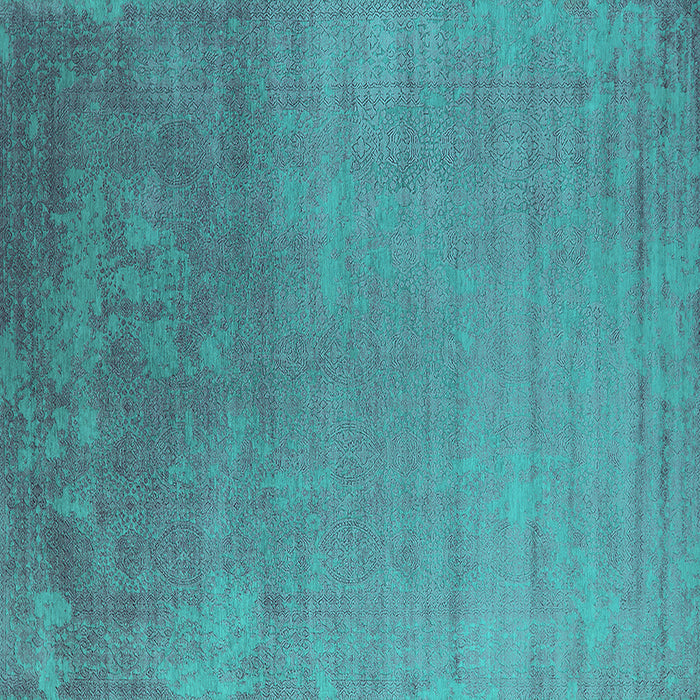 Square Machine Washable Oriental Turquoise Industrial Area Rugs, wshurb2556turq