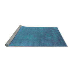 Sideview of Machine Washable Oriental Light Blue Industrial Rug, wshurb2556lblu