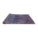 Sideview of Mid-Century Modern Dark Slate Blue Purple Oriental Rug, urb2557