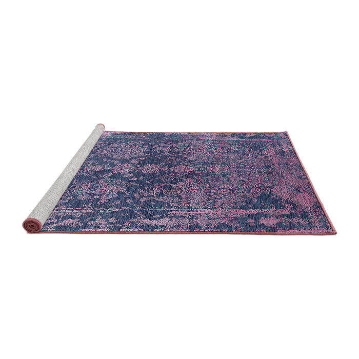 Sideview of Machine Washable Industrial Modern Dark Slate Blue Purple Rug, wshurb2557