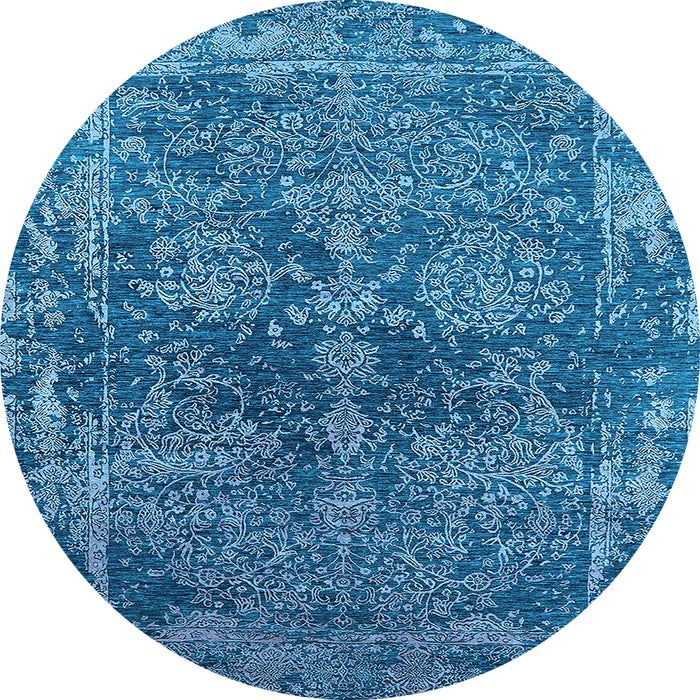Round Oriental Light Blue Industrial Rug, urb2557lblu