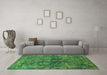 Machine Washable Oriental Green Industrial Area Rugs in a Living Room,, wshurb2557grn