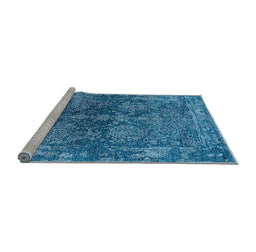 Sideview of Machine Washable Oriental Light Blue Industrial Rug, wshurb2557lblu