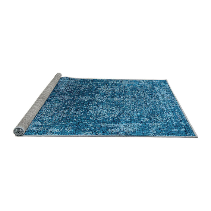 Sideview of Machine Washable Oriental Light Blue Industrial Rug, wshurb2557lblu