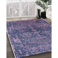 Mid-Century Modern Dark Slate Blue Purple Oriental Rug, urb2557