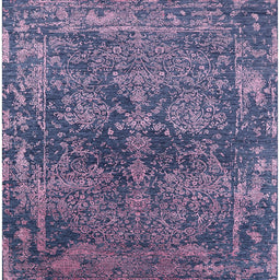 Square Machine Washable Industrial Modern Dark Slate Blue Purple Rug, wshurb2557