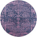 Round Machine Washable Industrial Modern Dark Slate Blue Purple Rug, wshurb2557