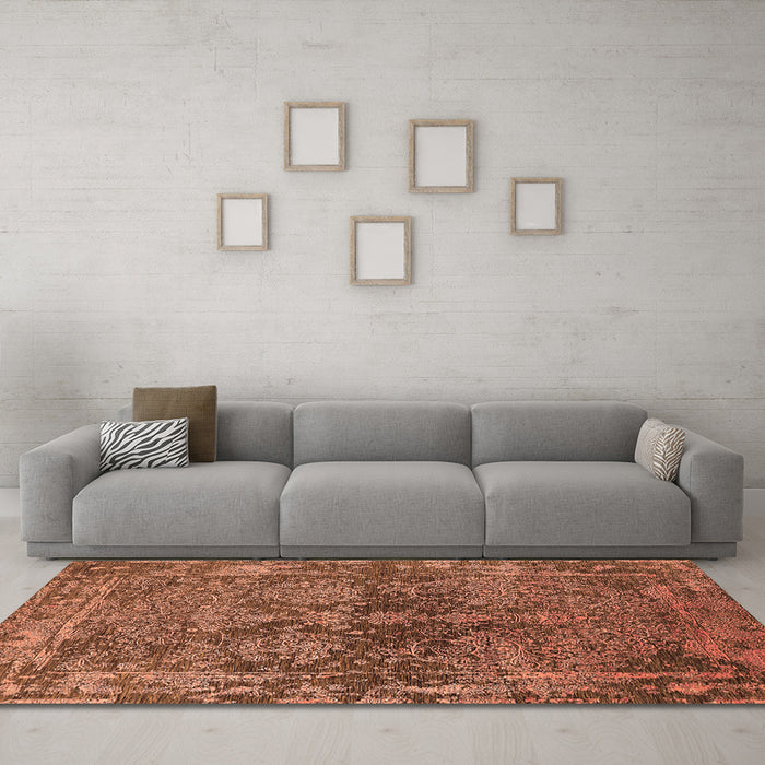 Machine Washable Oriental Orange Industrial Area Rugs in a Living Room, wshurb2557org