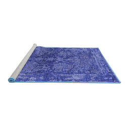 Sideview of Machine Washable Oriental Blue Industrial Rug, wshurb2557blu