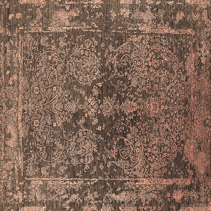 Square Machine Washable Oriental Brown Industrial Rug, wshurb2557brn