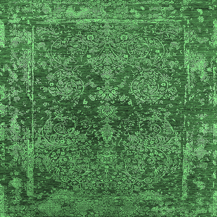 Square Oriental Emerald Green Industrial Rug, urb2557emgrn