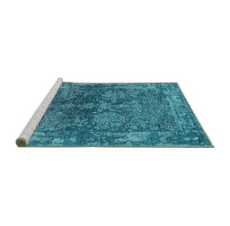 Sideview of Machine Washable Oriental Turquoise Industrial Area Rugs, wshurb2557turq