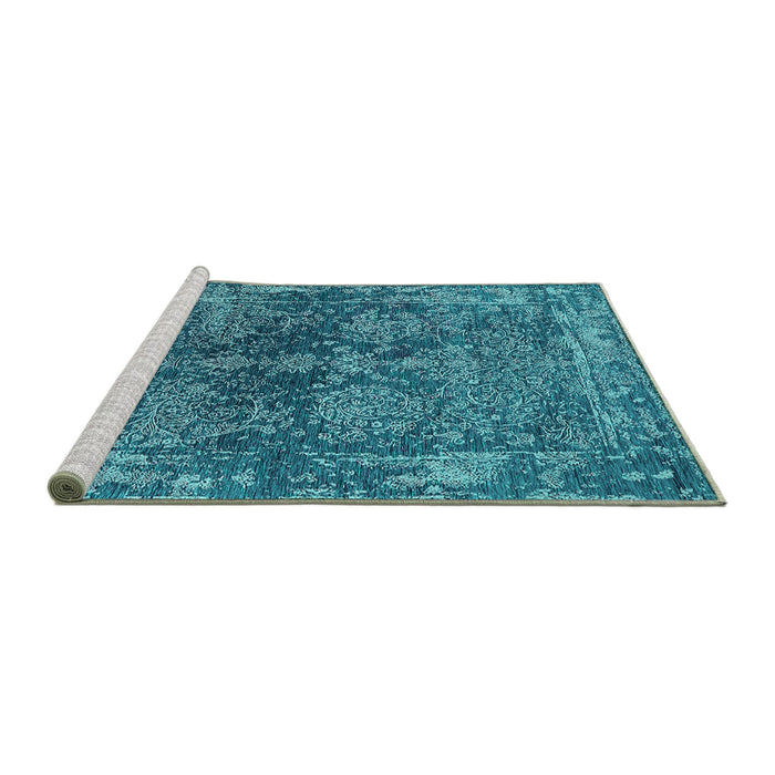 Sideview of Machine Washable Oriental Turquoise Industrial Area Rugs, wshurb2557turq