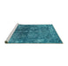 Sideview of Machine Washable Oriental Turquoise Industrial Area Rugs, wshurb2557turq