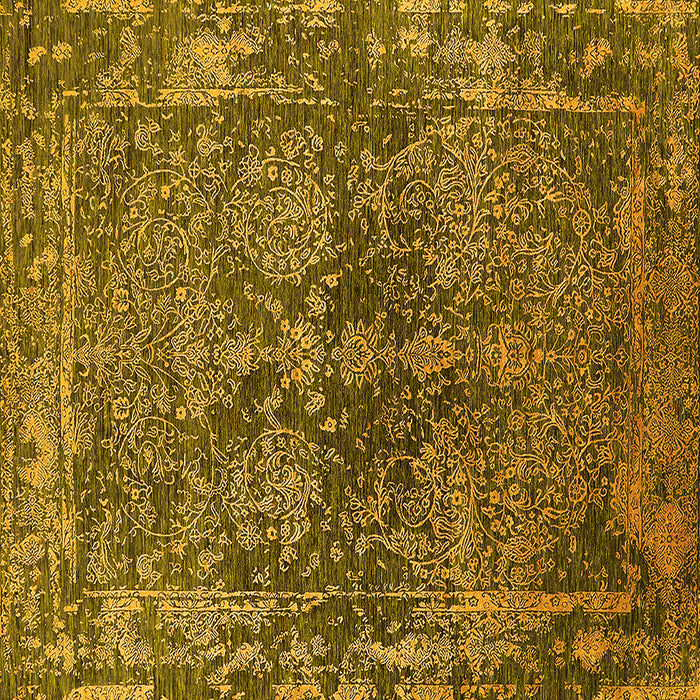 Square Machine Washable Oriental Yellow Industrial Rug, wshurb2557yw