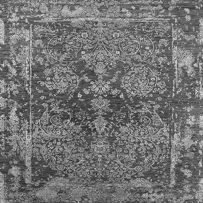 Square Machine Washable Oriental Gray Industrial Rug, wshurb2557gry