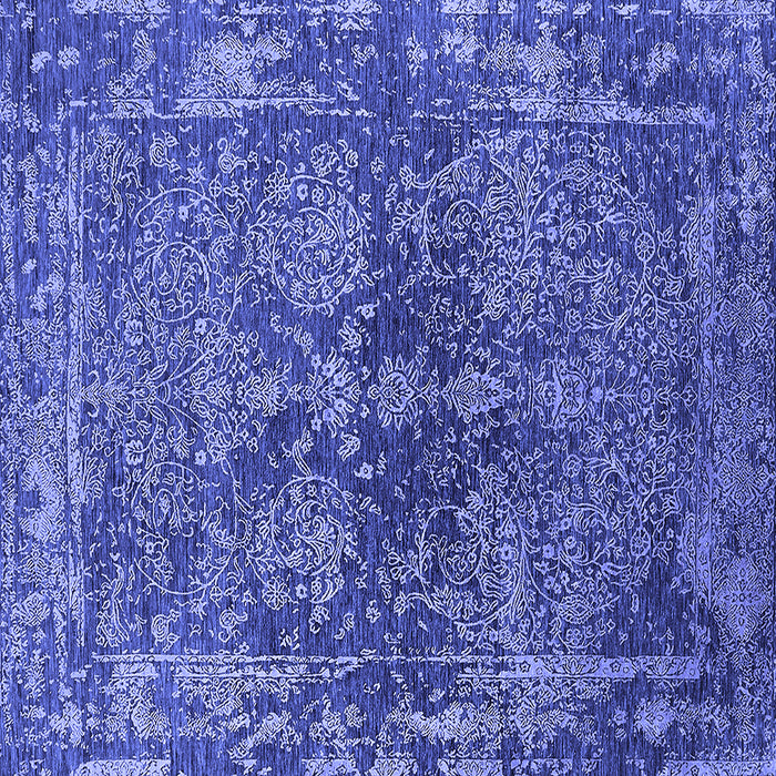 Square Machine Washable Oriental Blue Industrial Rug, wshurb2557blu