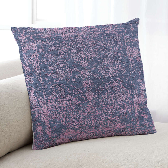 Lifestyle Image of Mid-Century Modern Urban Square Dark Slate Blue Purple Throw Pillow, 18 inch by 18 inch, pwurb2557