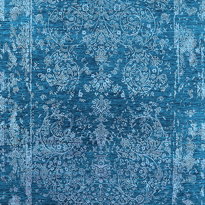 Machine Washable Oriental Light Blue Industrial Rug, wshurb2557lblu