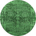 Round Oriental Emerald Green Industrial Rug, urb2557emgrn